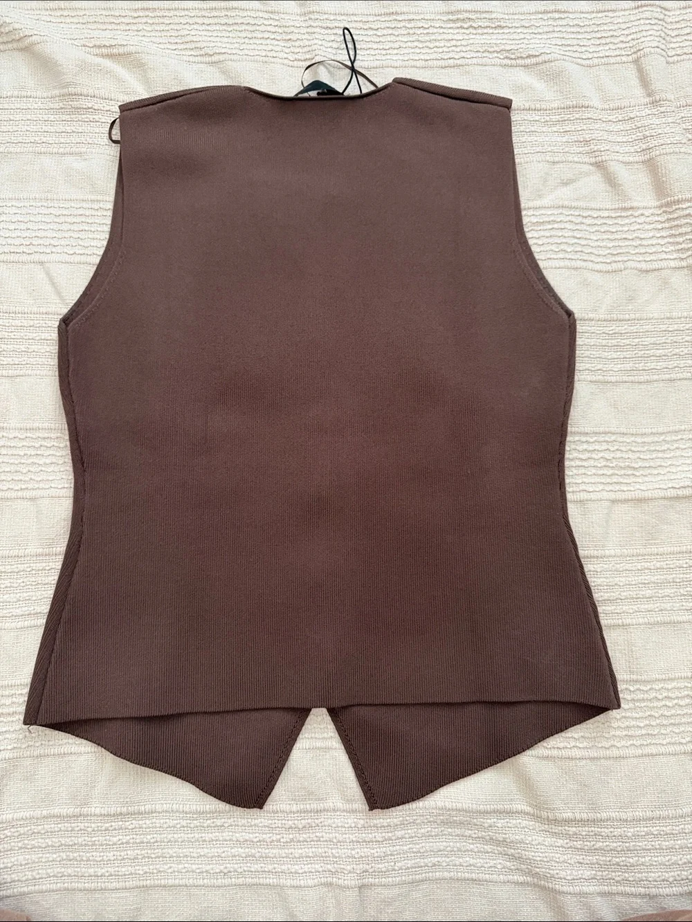 Zara Brown Sleeveless V-Neck Button Front Knit Vest